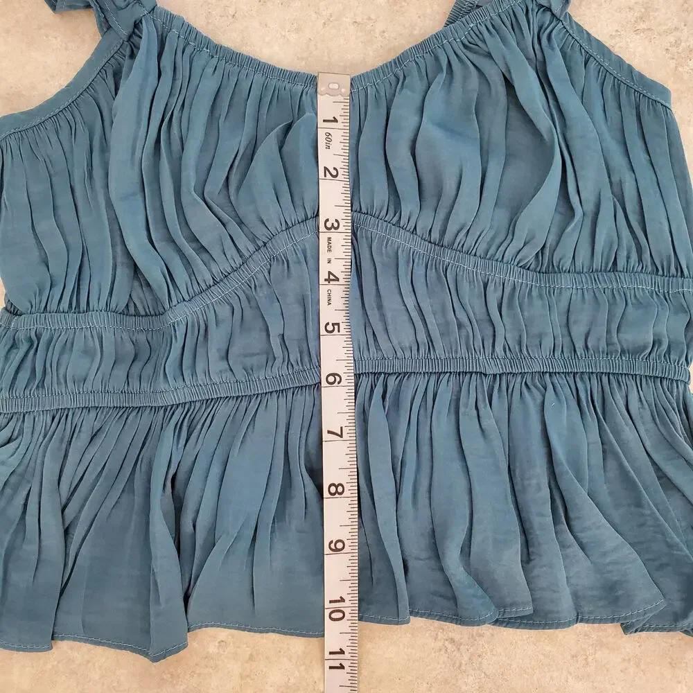 Lulus Sanne Teal Green Flutter Sleeve Tank Top Size M - Picture 9 of 13